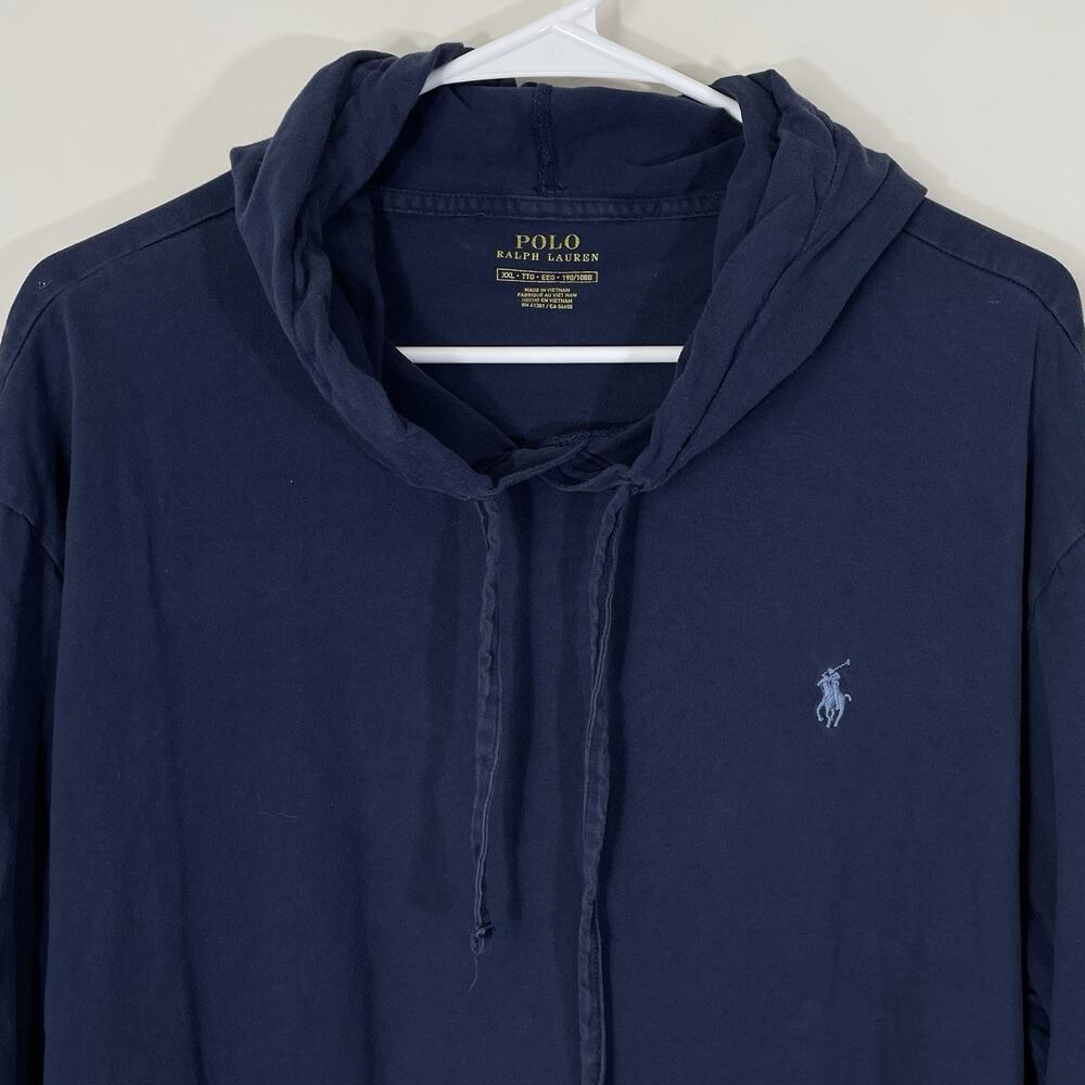 Polo Ralph Lauren Jersey Hooded T-Shirt Men's XXL Classic Navy Hoodie Pullover